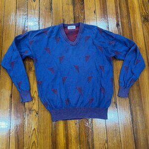 Titleist by Corbin 100% Cotton Golf Sweater Blue/Red Men's Size Large USA MADE